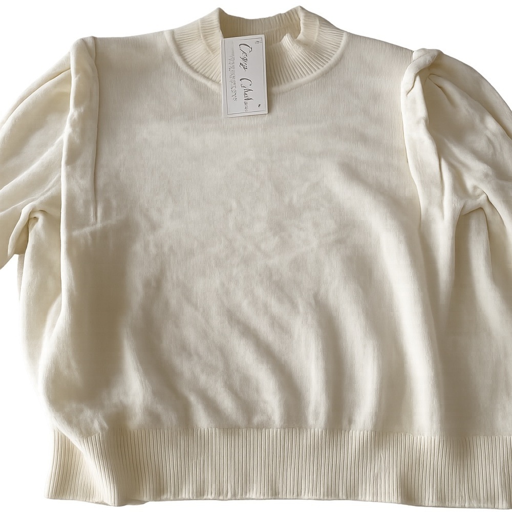 Cream Ruffle Front Boutique Sweater - Women’s Large